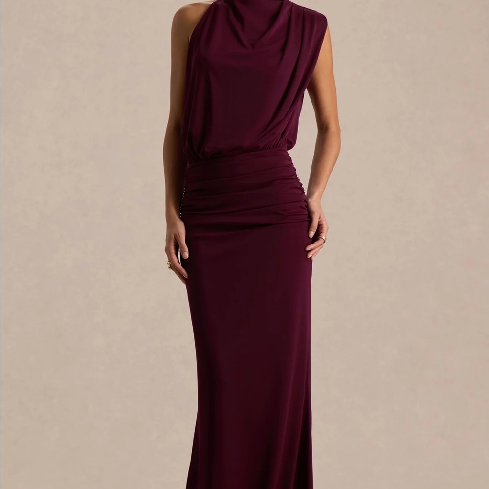 Club L London One Shoulder Plum Dress
